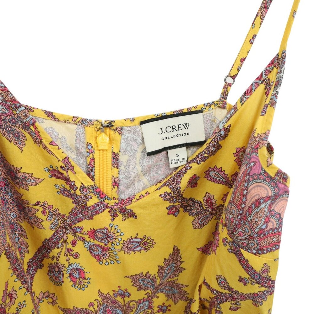 J. Crew Collection Tiered Cotton Poplin Floral Paisley Sleeveless Midi Dress S - Picture 6 of 7
